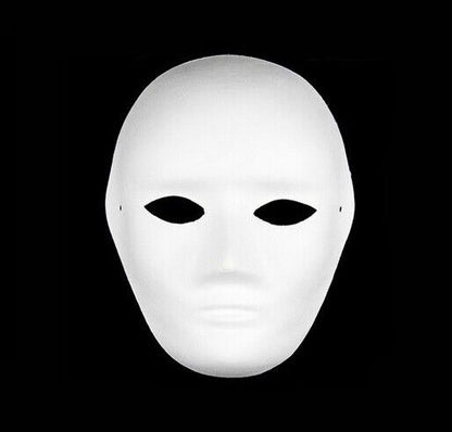Weiße Vollgesichtsmaske aus Papier zum Bemalen für Karneval Theater Mann Frau