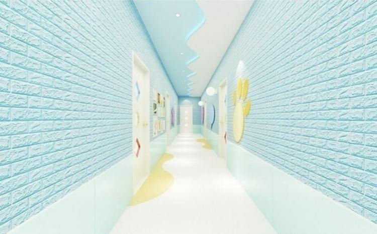 AUFKLEBER - 3D TAPETE ZIEGELSTEINOPTIK SCHWAMM PLATTE WÄNDE 70X77CM BLAU