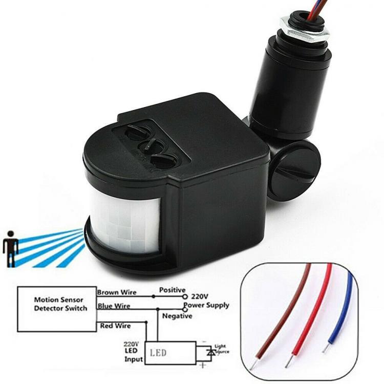 Infrarot-Bewegungssensor 180° PIR 220V Dämmerungsschalter für LED-Scheinwerfer