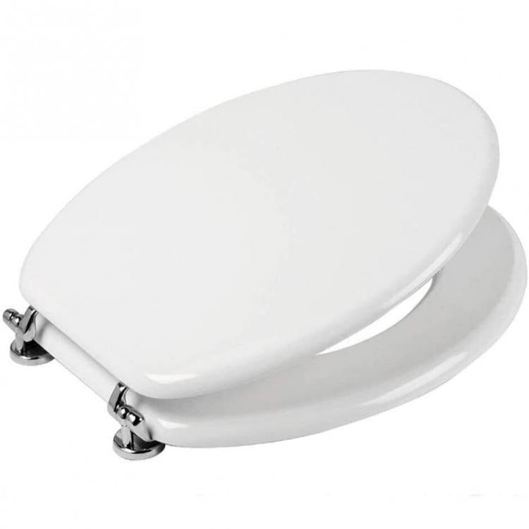 WC-SITZ UNIVERSAL EINFARBIG WEISS ROBUST SCHARNIERE EDELSTAHL WC BAD