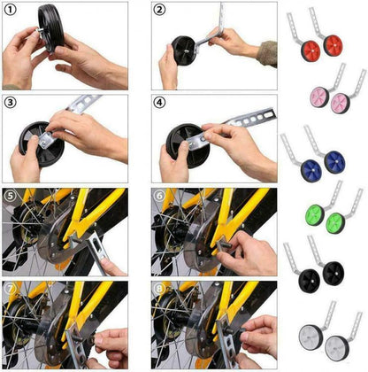 Rotelle Rotelline Universali Bici Bimbo Stabilizzatori Bicicletta 12-14-16-18-20