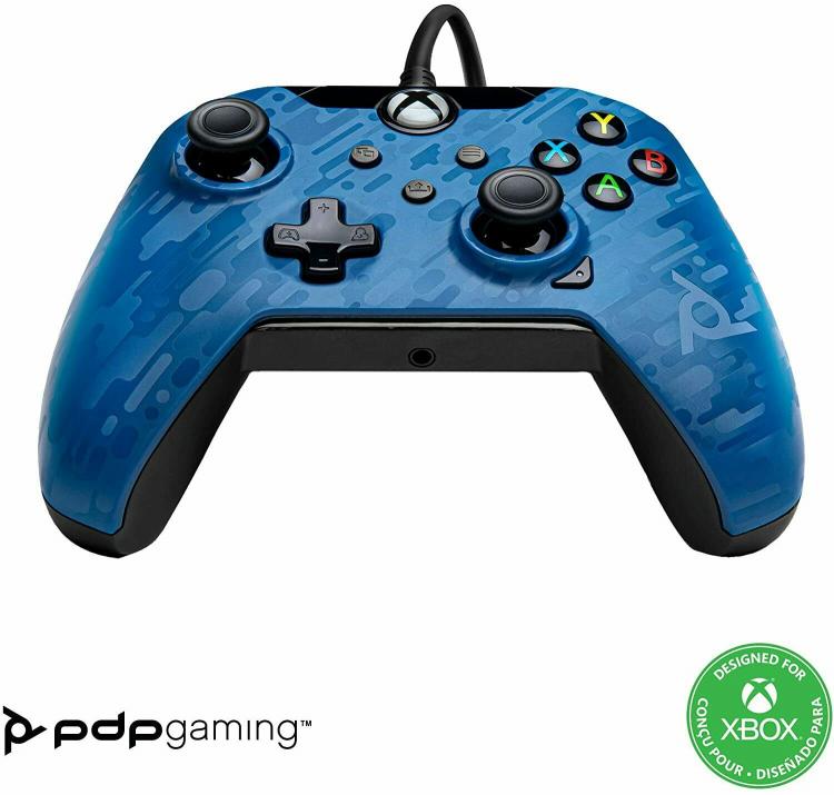 CONTROLLER PDP XBOX SERIES X / XBOX ONE OFFIZIELLER KABELGEBUNDENER PAD JOYPAD BLAUES CAMOUFLAGE