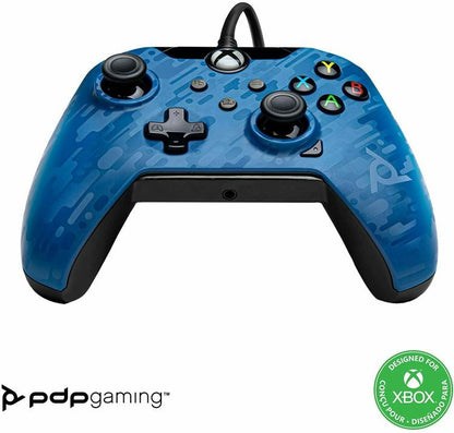 CONTROLLER PDP XBOX SERIES X / XBOX ONE OFFIZIELLER KABELGEBUNDENER PAD JOYPAD BLAUES CAMOUFLAGE