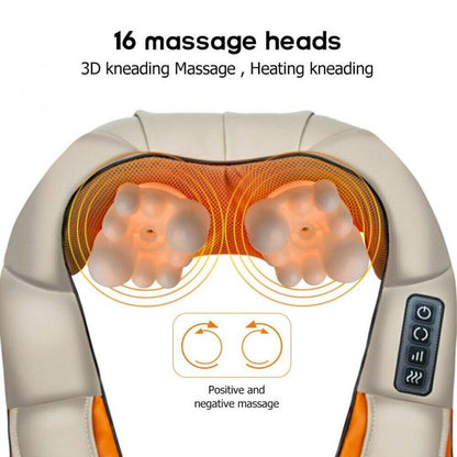 Massaggiatore Cervicale Shiatsu Rotante Collo Gambe Glutei Schiena Riscaldante