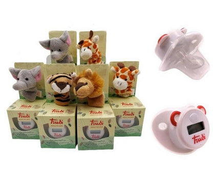 Trudi Digital-Baby-Thermometer Schnuller mit Plüschtieren, 6er-Pack, Tiere Baby