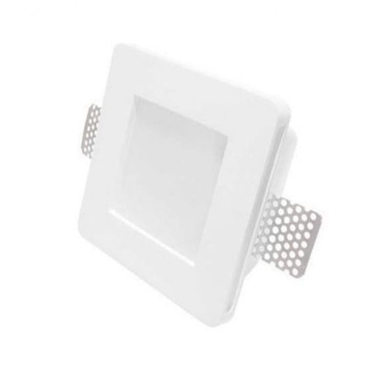 Porta Faretto In Gesso Attacco Lampada Gu10 Quadrato Led Controsoffitto Vetro