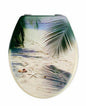 Universal Toilet Seat with Resistant Wood Print Mdf Steel Wc Bathroom PALMS