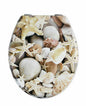 Universal Toilet Seat with Wood Print Resistant MDF Steel WC Bathroom STARS AND SHELLS