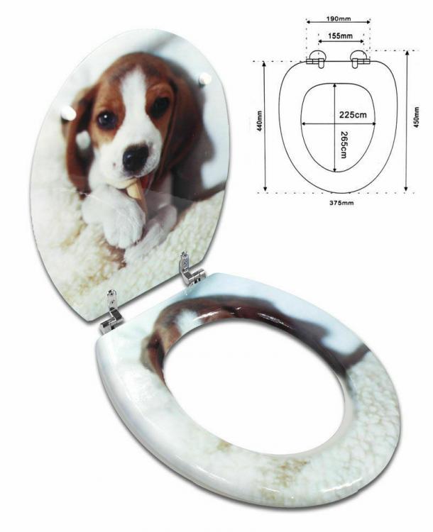 Toilettensitz Universal Holz-Optik MDF Robust Stahl WC Bad BEAGLE