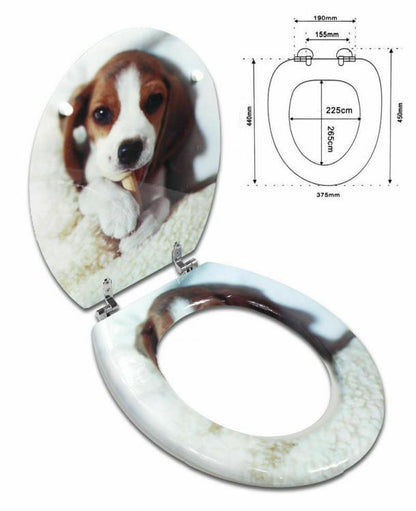 Toilettensitz Universal Holz-Optik MDF Robust Stahl WC Bad BEAGLE