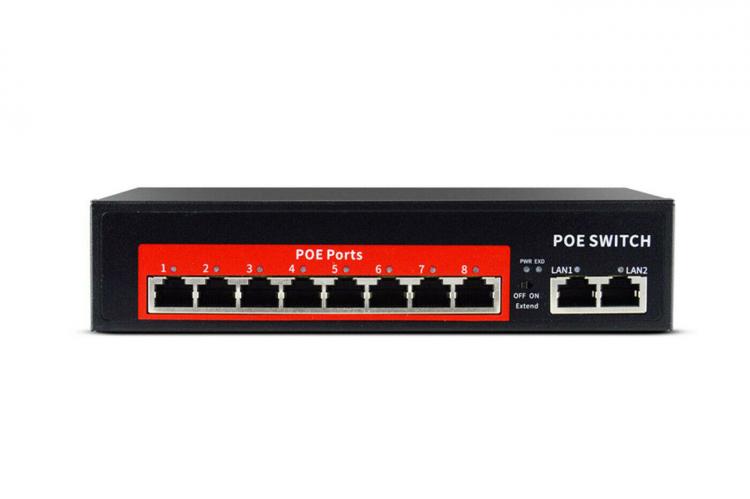 Ethernet Switch 8 Port PoE 2 FE Netzwerk RJ45 LAN 100Mbit/s Videoüberwachung 120W