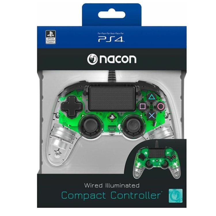 NACON WIRED PS4 CONTROLLER LEUCHTEND COMPACT LIGHT EDITION GRÜNE LEDS PAD NEU