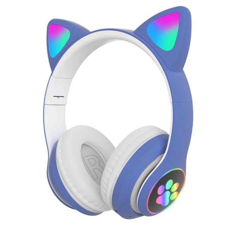 KATZE KOPFHÖRER BLUETOOTH WIRELESS GAMING HEADSET LED IPHONE SMARTPHONE - BLAU