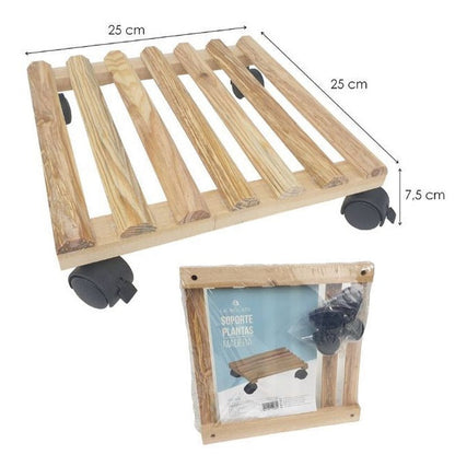 Untersetzer aus Naturholz mit Rollen, Untergestell, Palette, Rollwagen, quadratischer Pflanzkübel