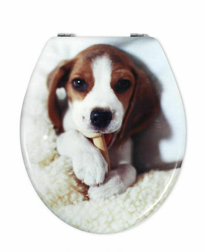 Toilettensitz Universal Holz-Optik MDF Robust Stahl WC Bad BEAGLE