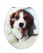 Toilet Seat Universal With Wood Print MDF Resistant Steel WC Bathroom BEAGLE