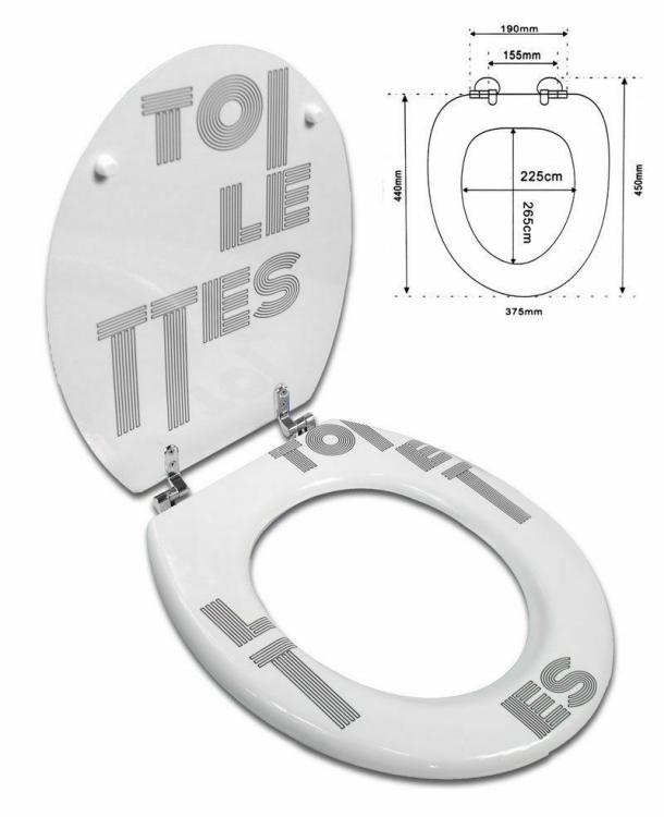WC-Sitz Universell mit Holz-Print MDF Robust Stahl WC Bad TOILETTEN