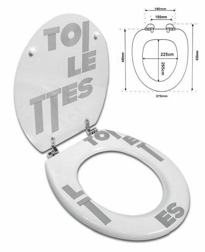 WC-Sitz Universell mit Holz-Print MDF Robust Stahl WC Bad TOILETTEN