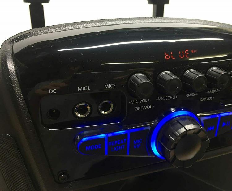VERSTÄRKTER KARAOKE-LED-LAUTSPRECHER 300W PMPO BLUETOOTH USB SD MIKROFON UND FERNBEDIENUNG