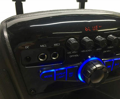 VERSTÄRKTER KARAOKE-LED-LAUTSPRECHER 300W PMPO BLUETOOTH USB SD MIKROFON UND FERNBEDIENUNG