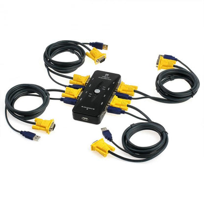KVM-Switch Adapter USB VGA 4 Ports PC auf 1 Tastatur Maus Monitor Computer