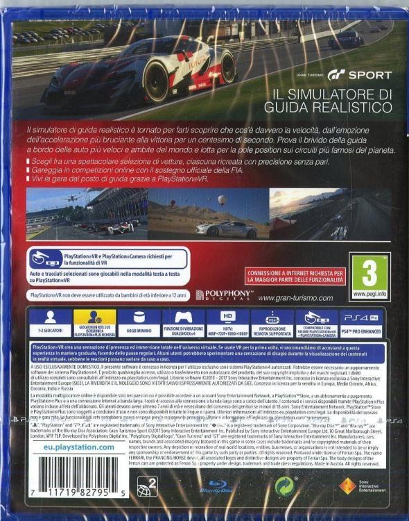 Gran Turismo Sport Ps4 Videogioco Gt 7 Sport Ps4 Italiano Vr Playstation 4 Ita