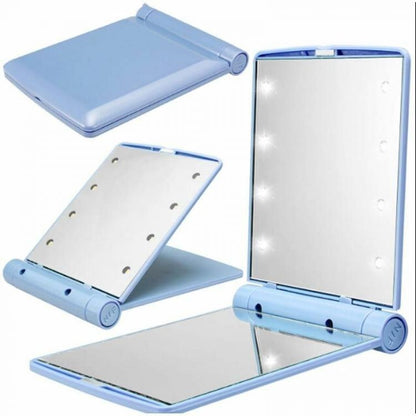 Mini LED-Kosmetikspiegel, tragbar, beleuchtet, drehbar, faltbar