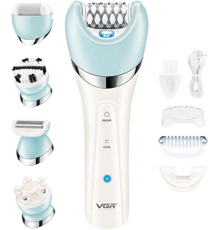 Vgr V-733 Professioneller wiederaufladbarer 6-in-1-Epilierer mit wasserdichtem Display