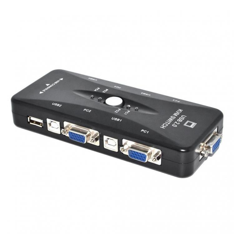 KVM-Switch Adapter USB VGA 4 Ports PC auf 1 Tastatur Maus Monitor Computer