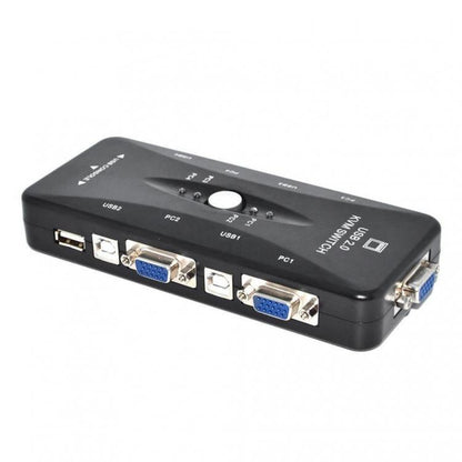 KVM-Switch Adapter USB VGA 4 Ports PC auf 1 Tastatur Maus Monitor Computer
