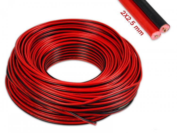 Matassa Cavo Audio 85M Metri Bipolare Per Casse Stereo Rosso Nero 2X2,5Mm Auto