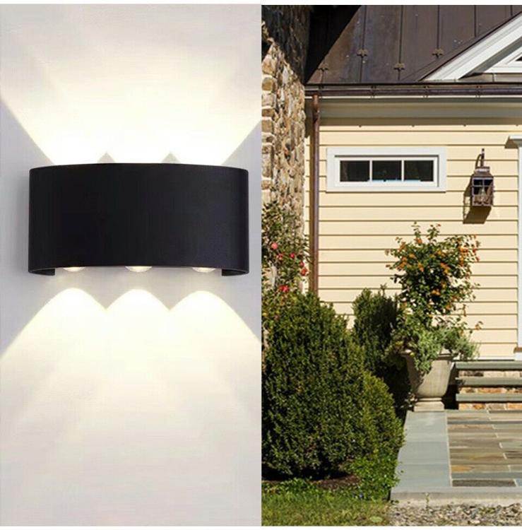 LED-WANDLEUCHTE SCHWARZ 18W KALTWEISS 6500K INNEN/AUSSEN UP&DOWN WASSERDICHT