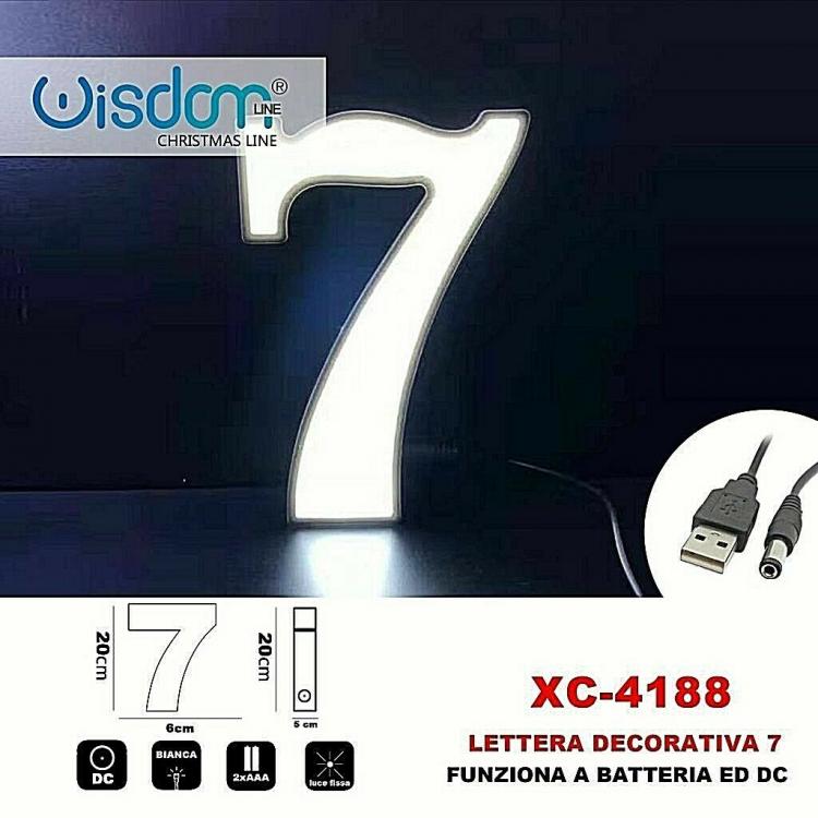 LED-Dekoleuchte „7“ batteriebetrieben für Weihnachtsdekoration weißes Licht