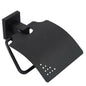 Wall-Mounted Toilet Paper Holder with Swiveling Lid Black Steel