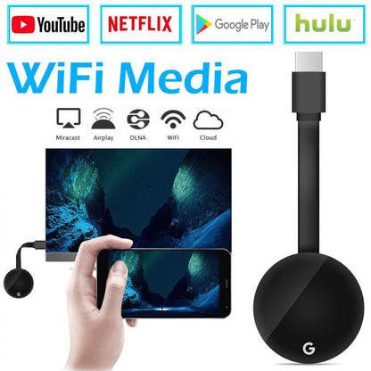 CHROMECAST GOOGL 2 WiFi HDMI MIRROR SCREEN DONGLE YOUTUBE MEDIA TV NERO HD