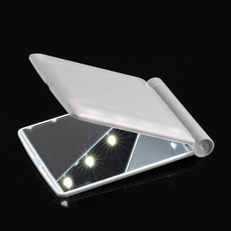 Mini LED-Kosmetikspiegel, tragbar, beleuchtet, drehbar, faltbar