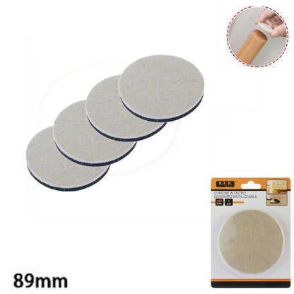 4 CURSORI ROTONDI IN  FELTRO PER PROTEZIONE MOBILI SEDIE FILTRINI 89MM 74245