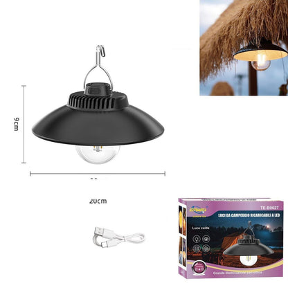 LAMPADA CAMPEGGIO LED RICARICABILE SOLARE CON GANCIO LUCE CALDA 3000K TE-B0627