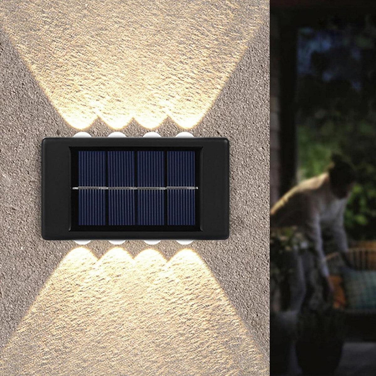 APPLIQUE LAMPADA 8 LED MURO PARETE SOLARE IP65 BIDIREZIONALE GIARDINO TE-B0568