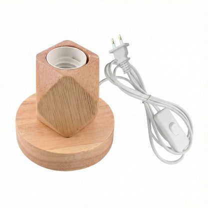 LAMPADA DA TAVOLO LEGNO E27 BASE PORTALAMPADA DESIGN MODERNO COMODINO TD-325