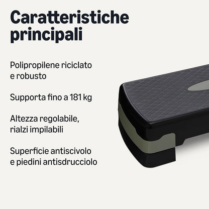 STEPPER AEROBICA PEDANA STEP REGOLABILE 2 LIVELLI CARDIO FITNESS YOGA PALESTRA