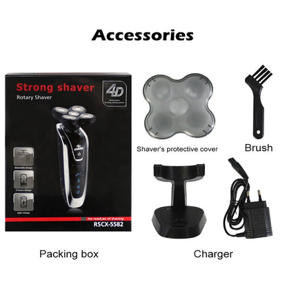 KIT RASOIO ELETTRICO UOMO BARBA NASO PULIZIA VISO IMPERMEABILE USB RICARICABILE