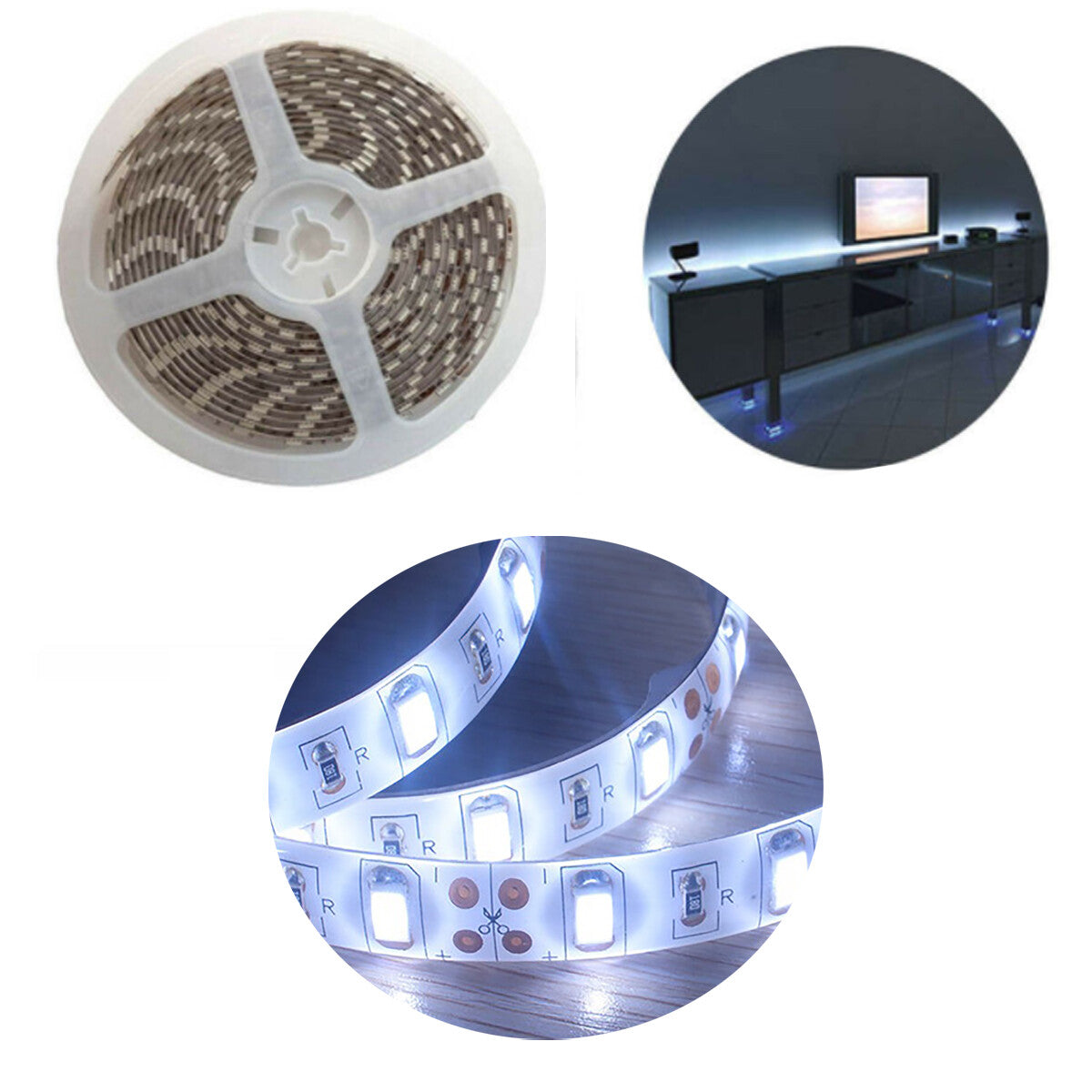 STRISCIA STRIP LED LUCE BIANCO FREDDO 5 MT METRI ADESIVA IP65 300 SMD 5730 0149