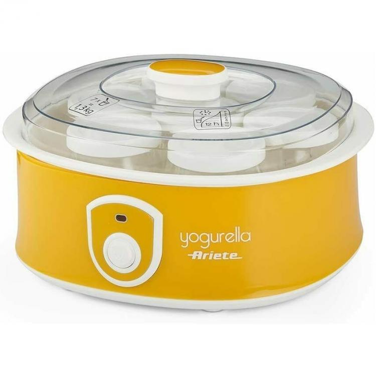 Ariete Yogurtiera 0617 Yogurella + 7 Vasetti Portatile Vetro 1.5lt 20w Giallo