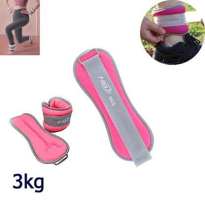 COPPIA PESI SABBIA REGOLABILI SPORT POLSO E CAVIGLIA FITNESS 3 KG ROSA 90050*