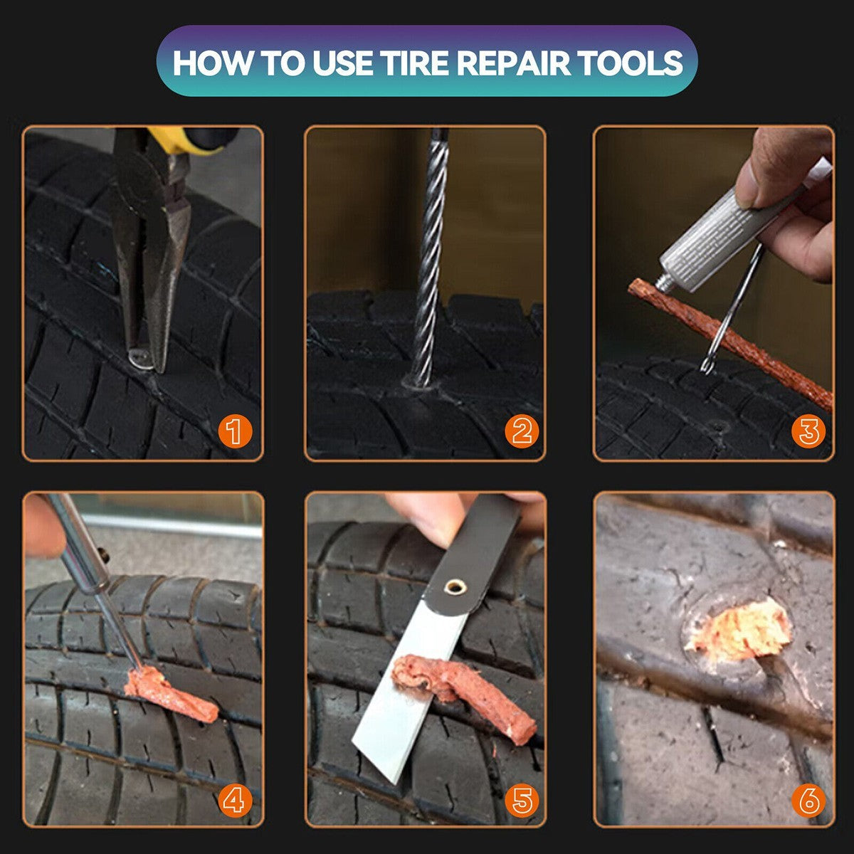 KIT PER RIPARAZIONE GOMME AUTO MOTO VAN TUBLESS EMERGENZA CON VALIGETTA CTC-699