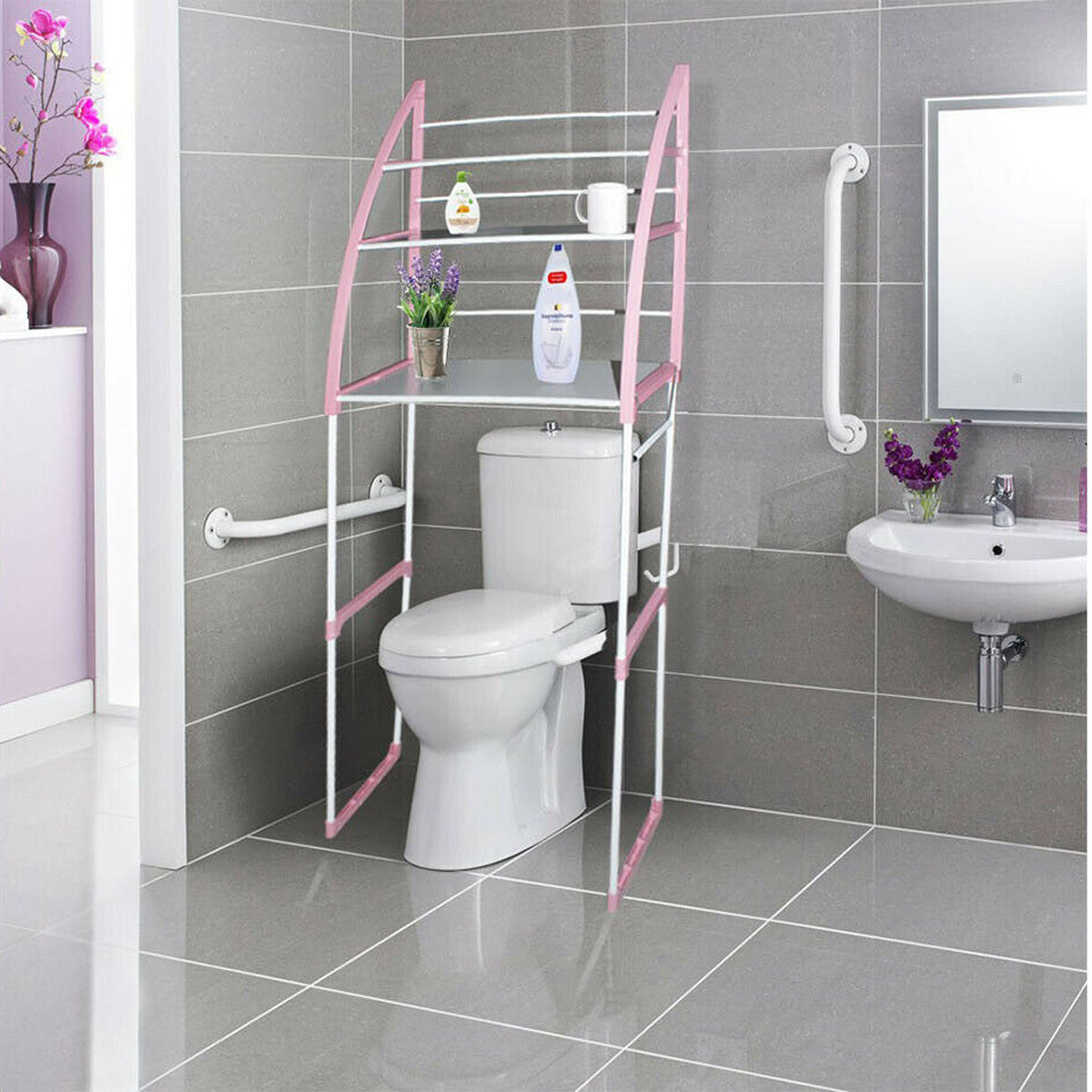 ORGANIZER CON 3 MENSOLE SCAFFALE SOPRA WC BAGNO SALVASPAZIO PORTAOGGETTI