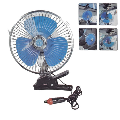 VENTILATORE OSCILLANTE PORTATILE PINZA VIAGGIO AUTO CAMPER CAMION 12V 20CM