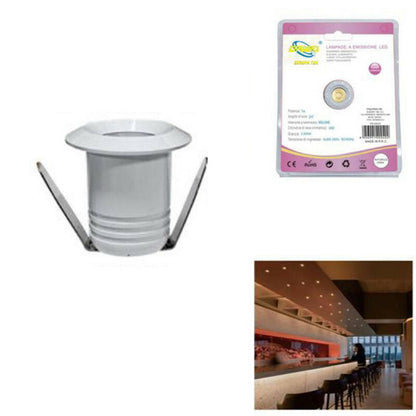 MINI FARETTO LED 1W SOFFITTO TONDO INCASSO MOLLA 2.8CM LED BIANCO CALDO 3000K