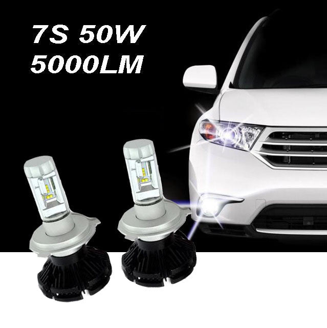COPPIA LAMPADE FARI RICAMBIO AUTO LED 7S H4 ALTA LUMINOSITA' BIANCO FREDDO 50W